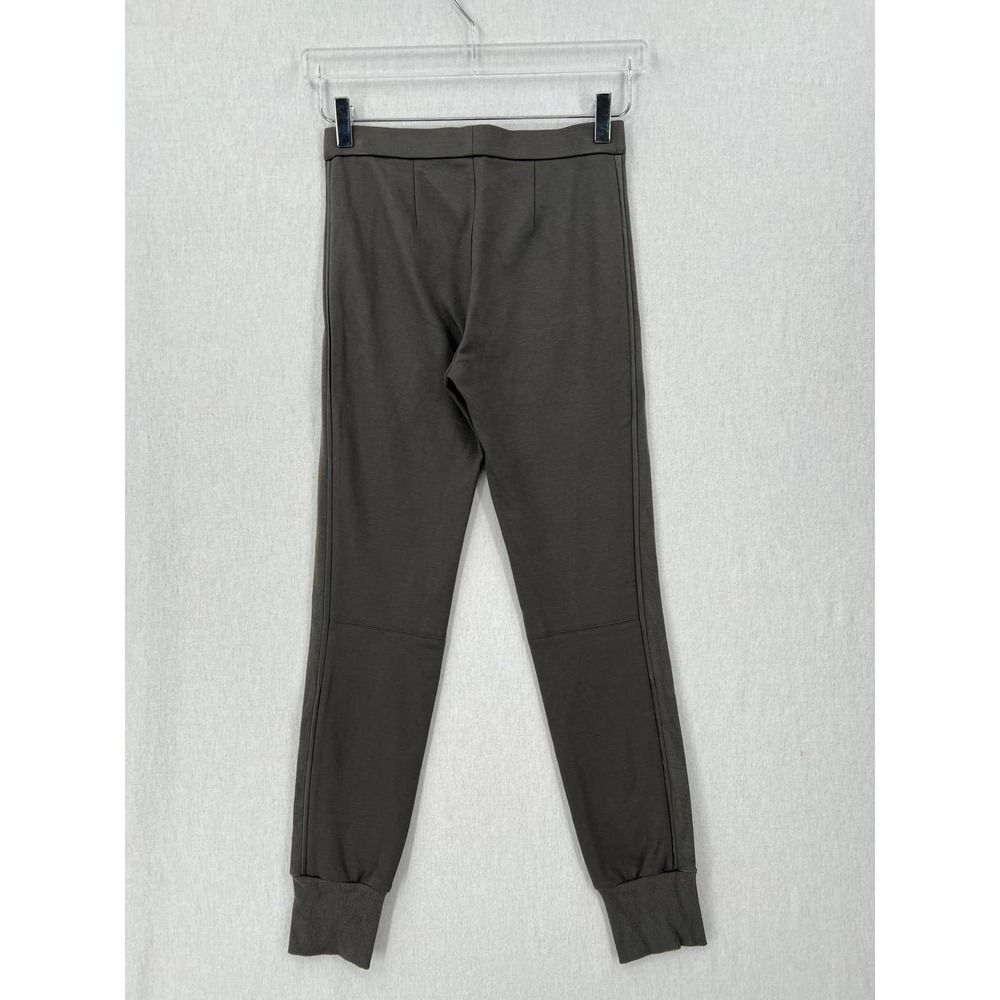 VINCE Pants Womens Small Charcoal Leather Piped Leggings Jogger Mid Rise - Picture 2 of 16